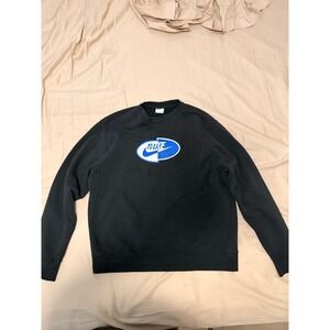 Nike Crewneck Sweatshirt Pullover Black Logo Spellout Athletic Menswear